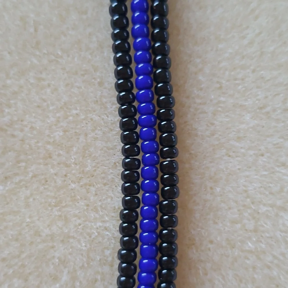 Seed Bead Stack Stretch Bracelets "Blue Line" - Picture 11 of 16